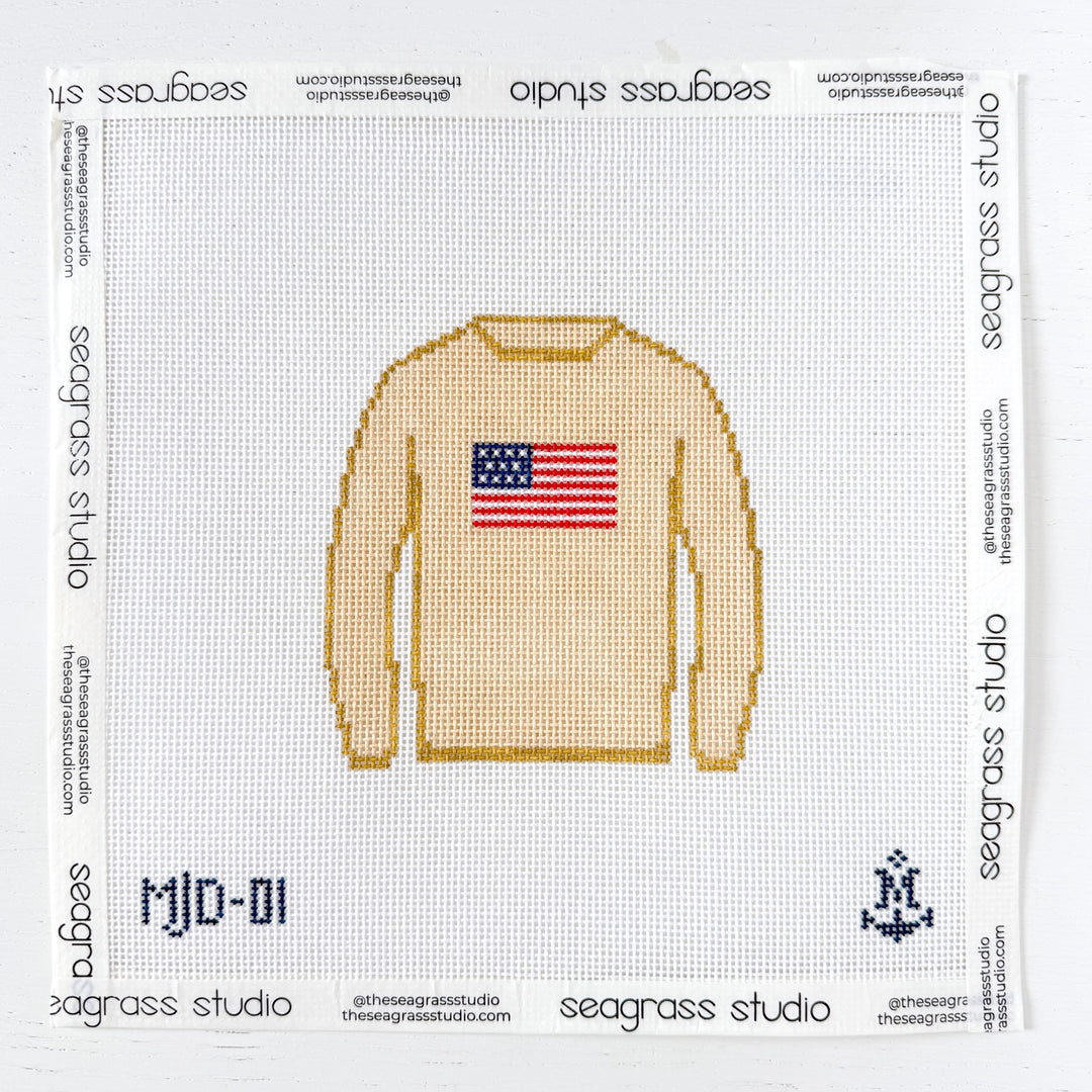 cream american flag sweater