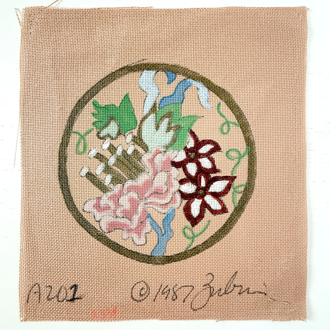 vintage floral on pink minature mesh