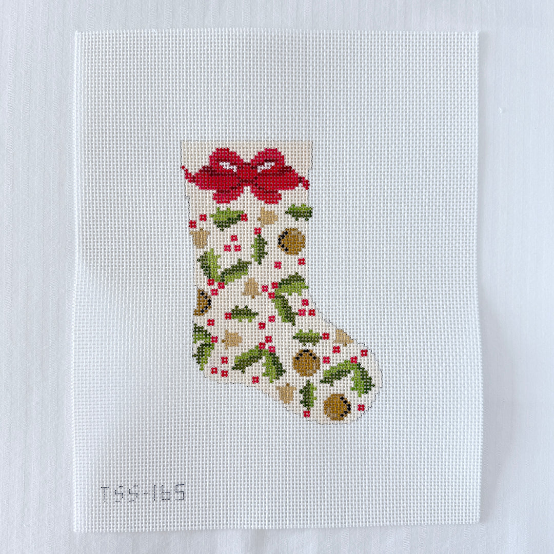 pink holly mini stocking