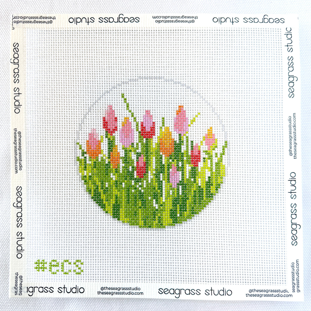 tulip floral round - white background
