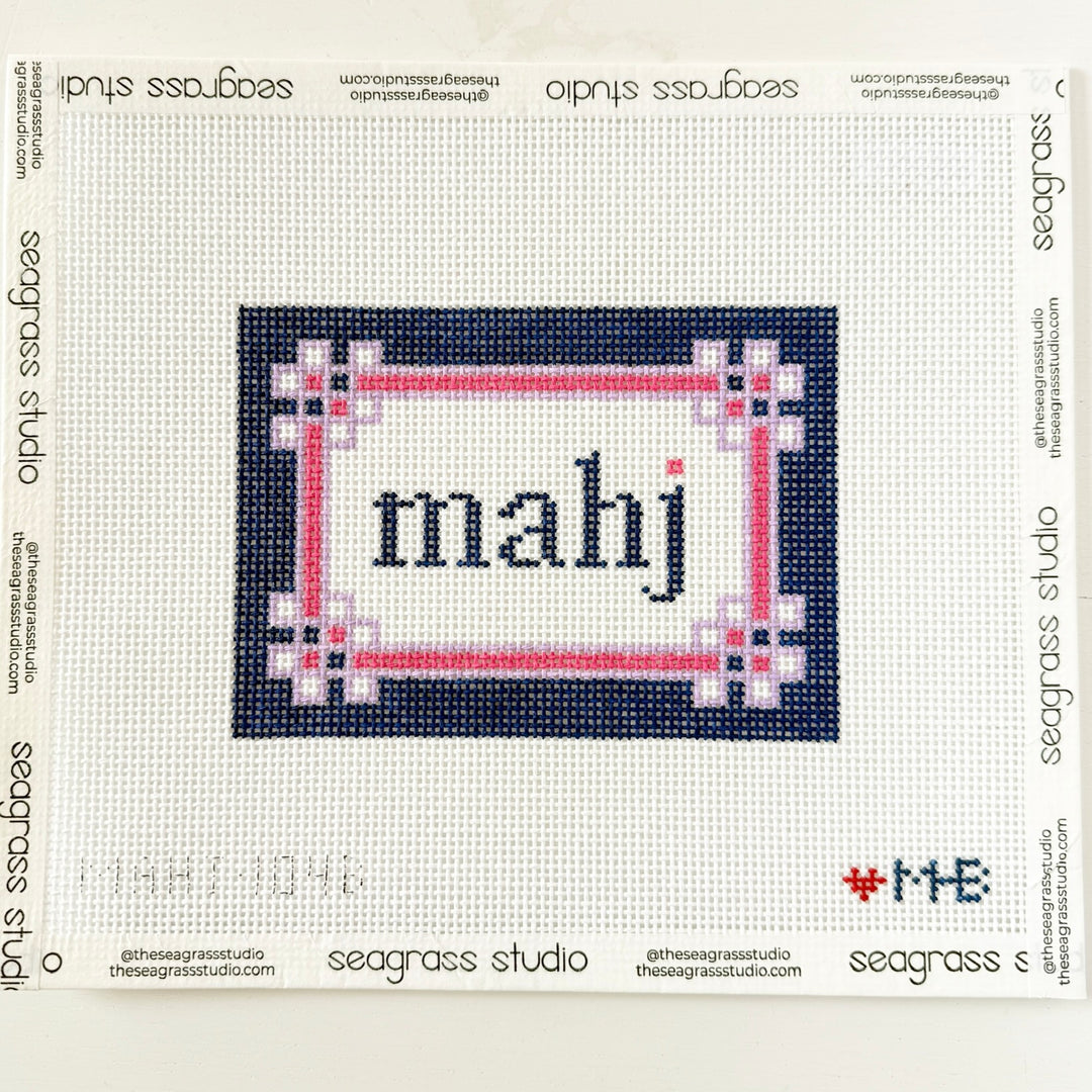 floral corner mahjong insert - navy pink lilac