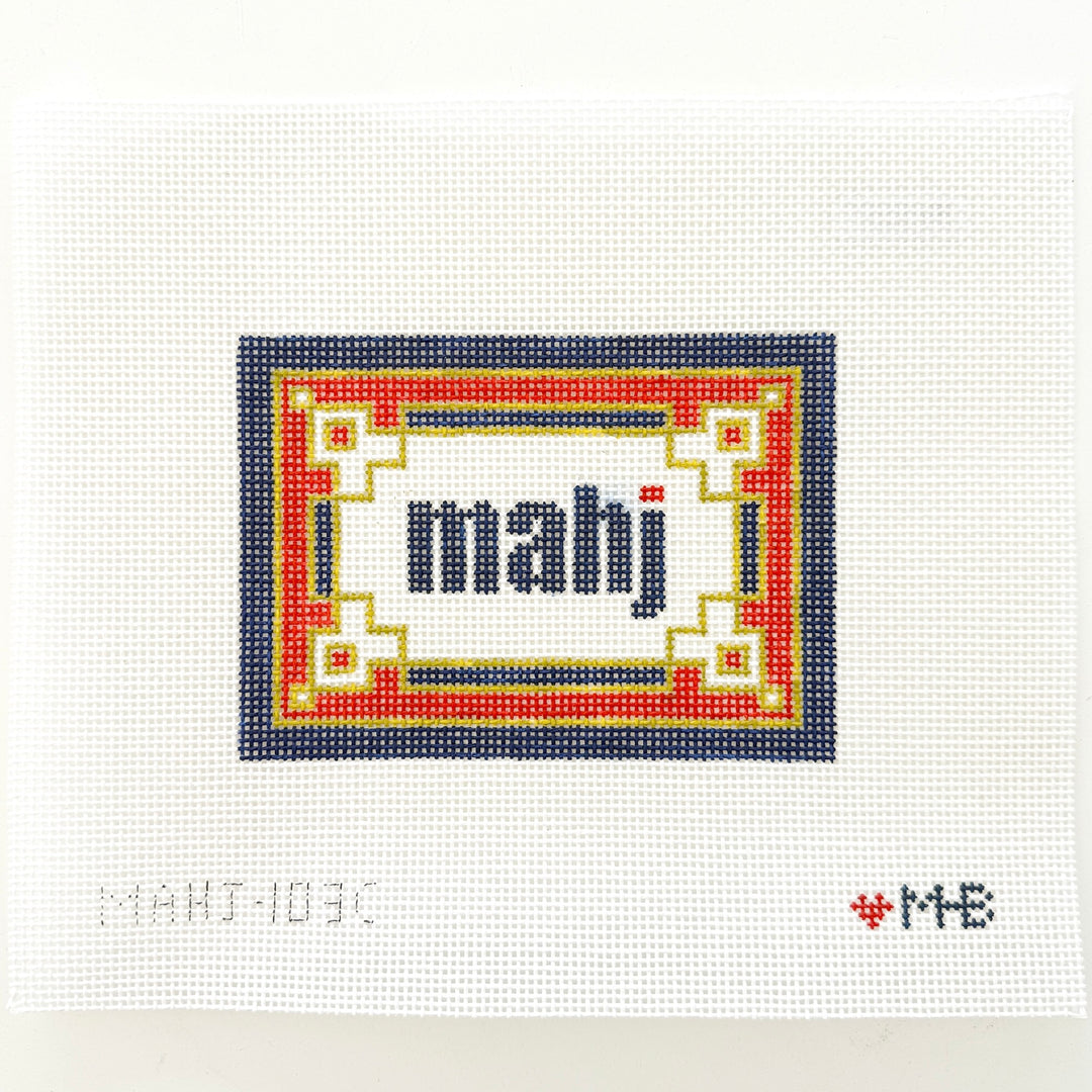 floral corner mahjong insert - red navy olive
