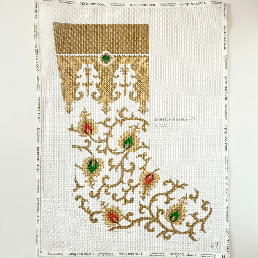 gold and white stocking