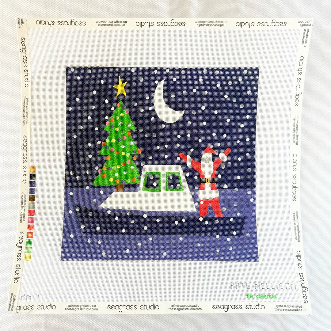 santa on a boat
