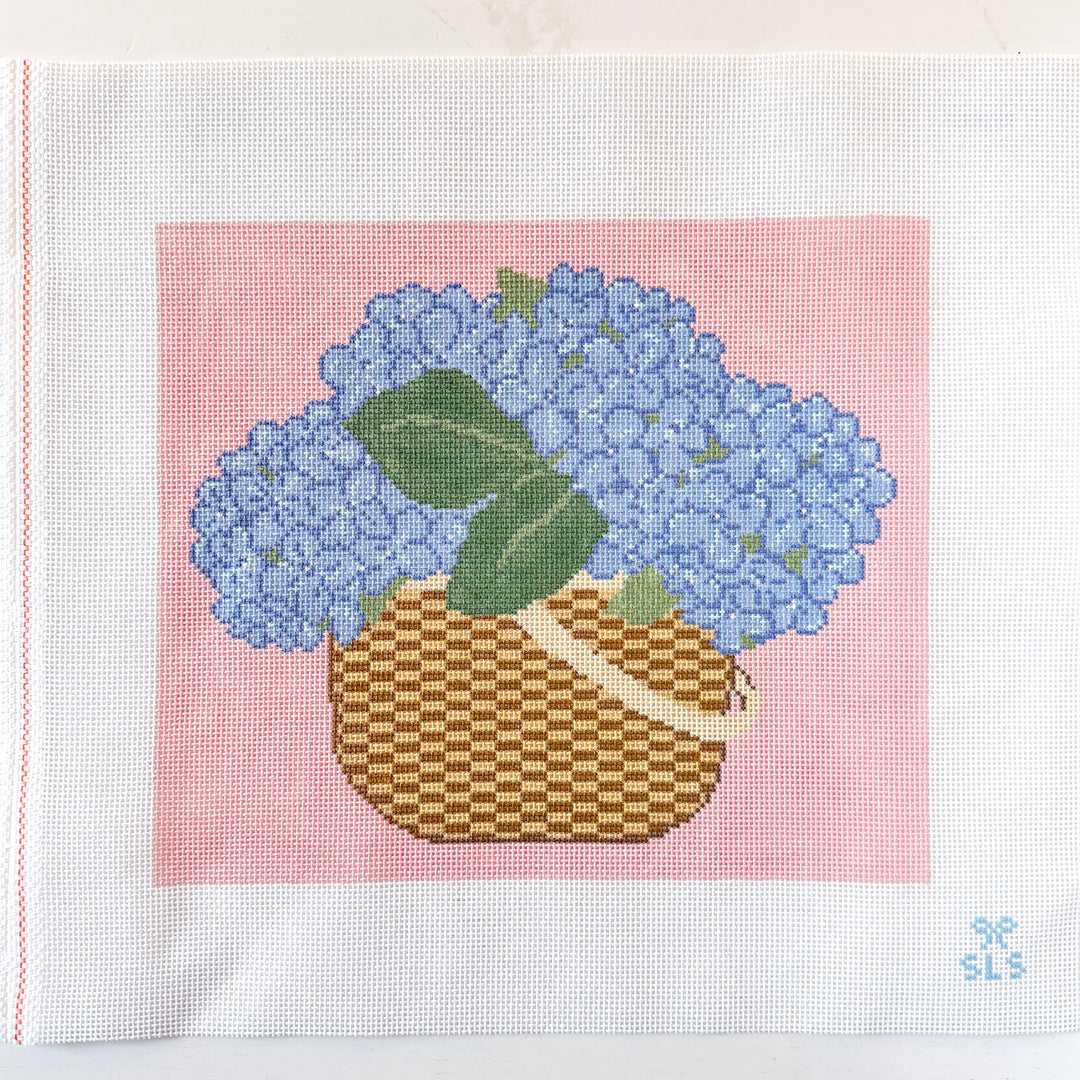Hydrangea Basket on Pink