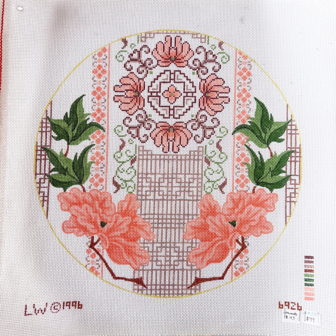 round orange floral
