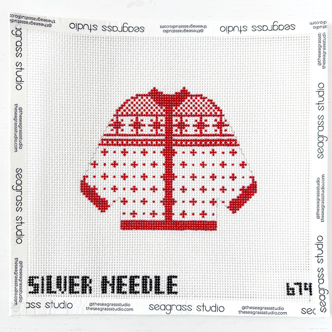 red alpine cardigan ornament