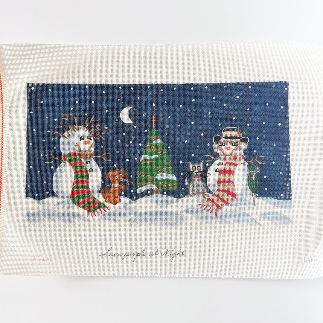 snowpeople at night