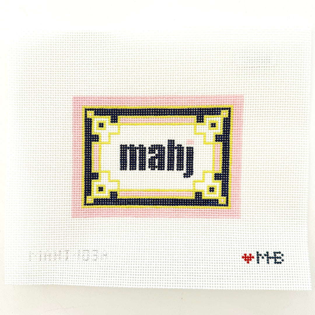 key corner mahjong inset - pink navy citron
