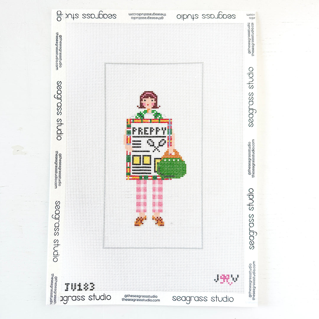 Preppy Brunette Needlepoint Canvas