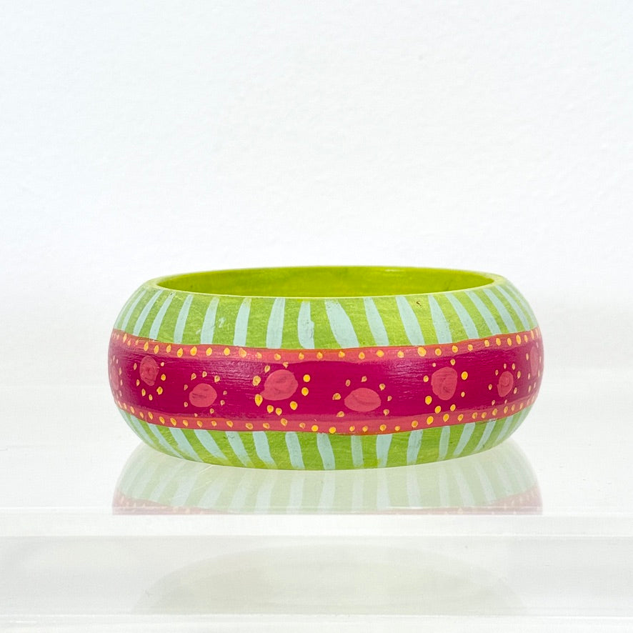 green & pink wide bracelet