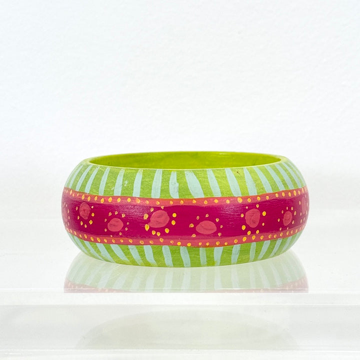 green & pink wide bracelet