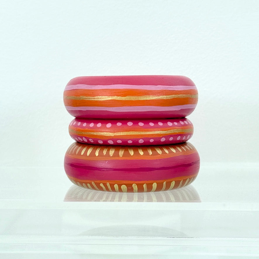 orange, gold & pink wide bracelet