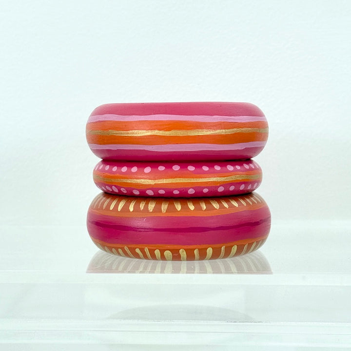 orange, gold & pink wide bracelet