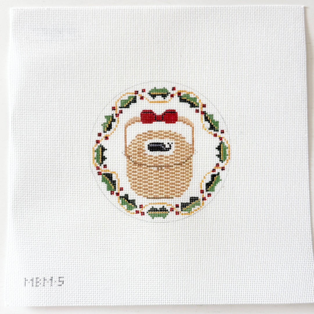 holly nantucket basket ornament