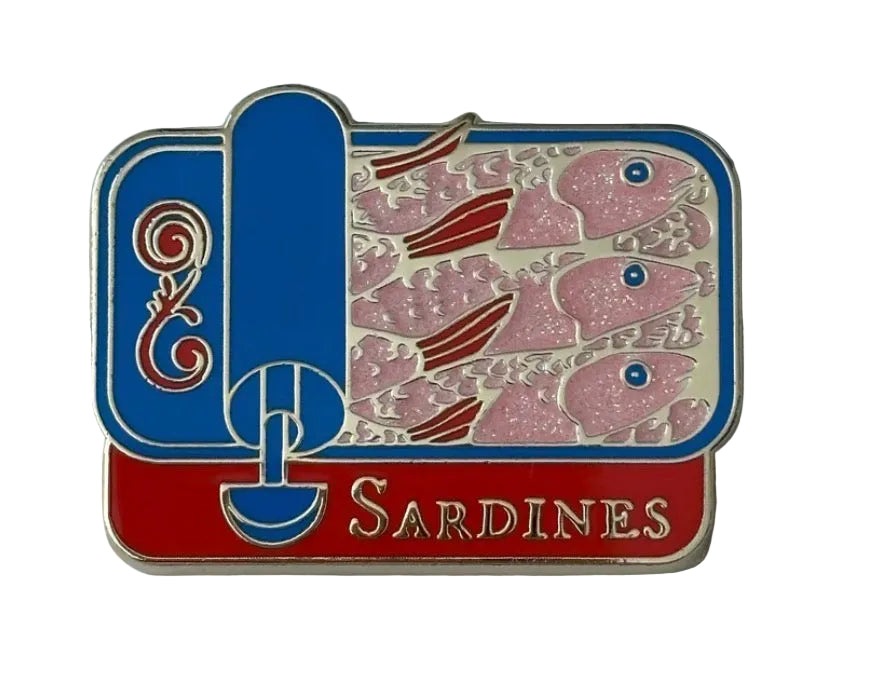 Red & Blue Sardine Can Needle Minder