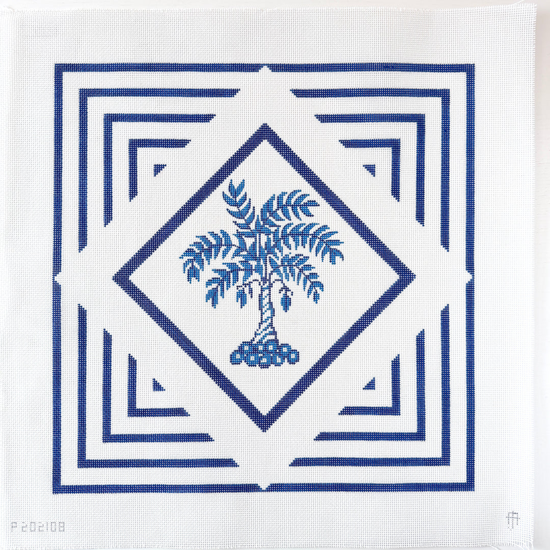 Blue Palm in Diamond and Squares