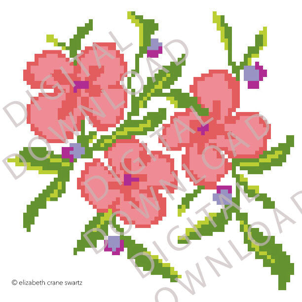 free floral needlepoint chart - digital download