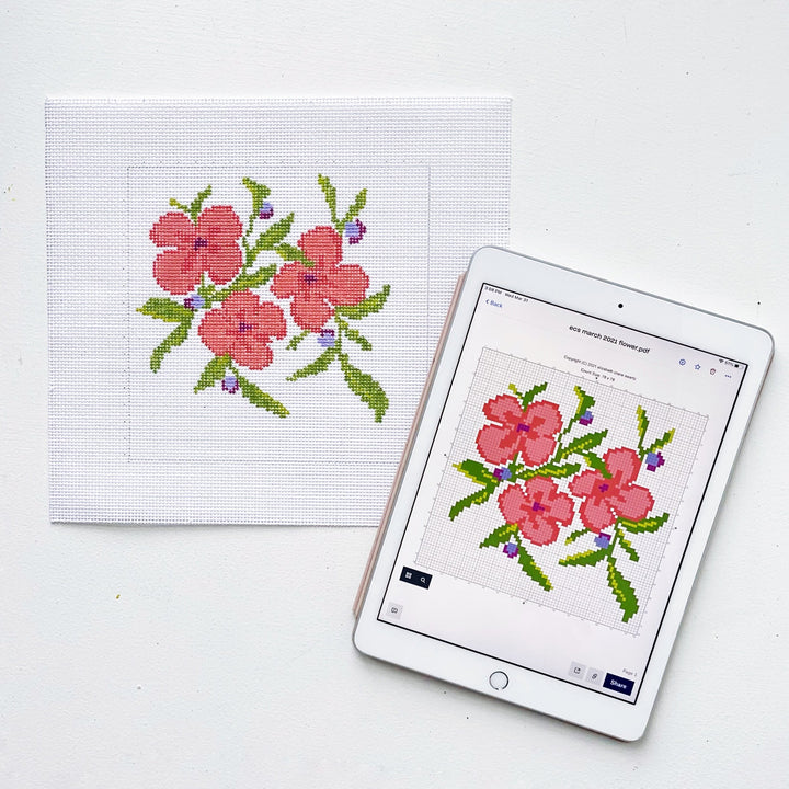 free floral needlepoint chart - digital download