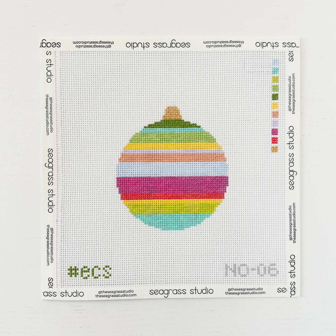 needlepoint design for a colorful striped ornament 
