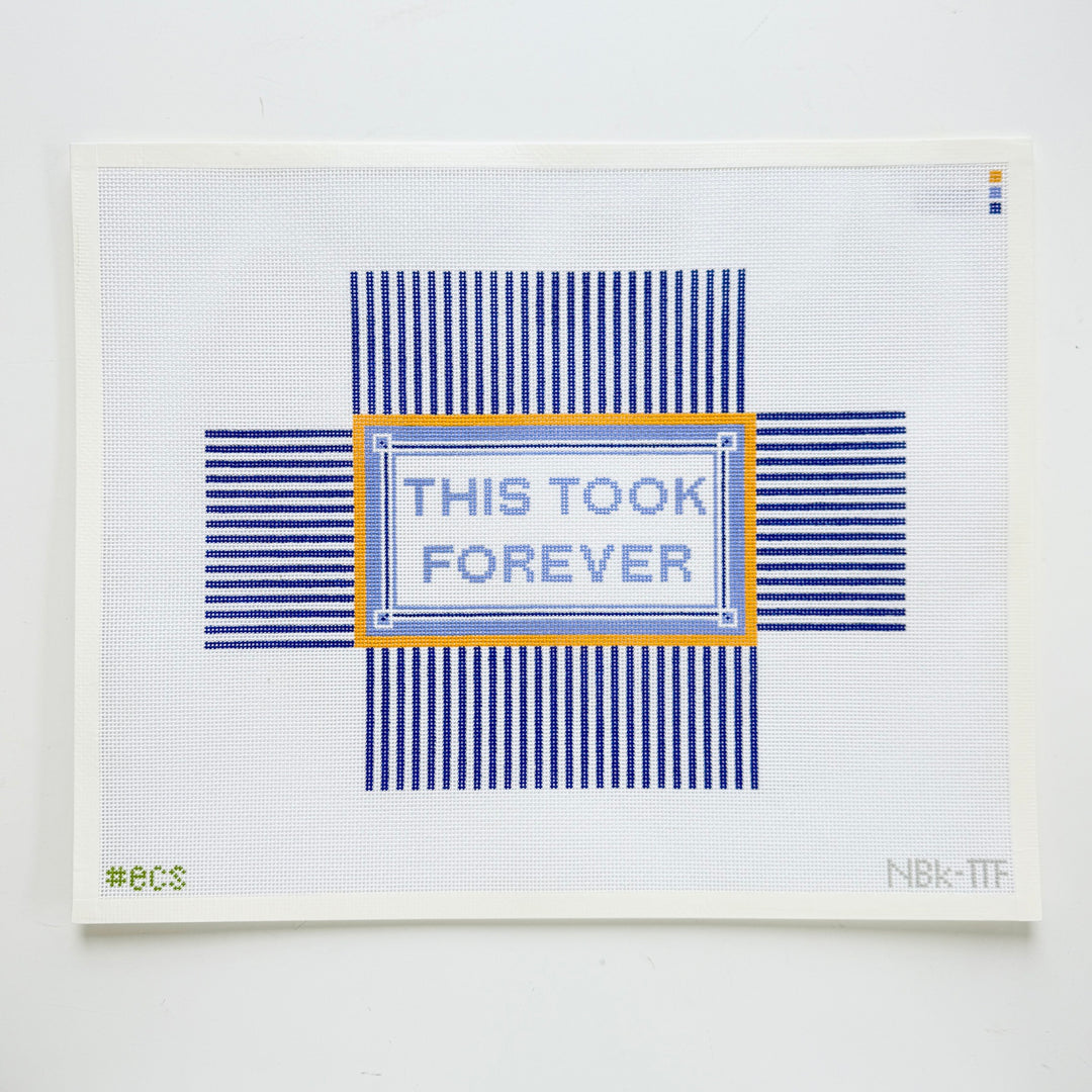 needlepoint pattern with this took forever on a white mesh background