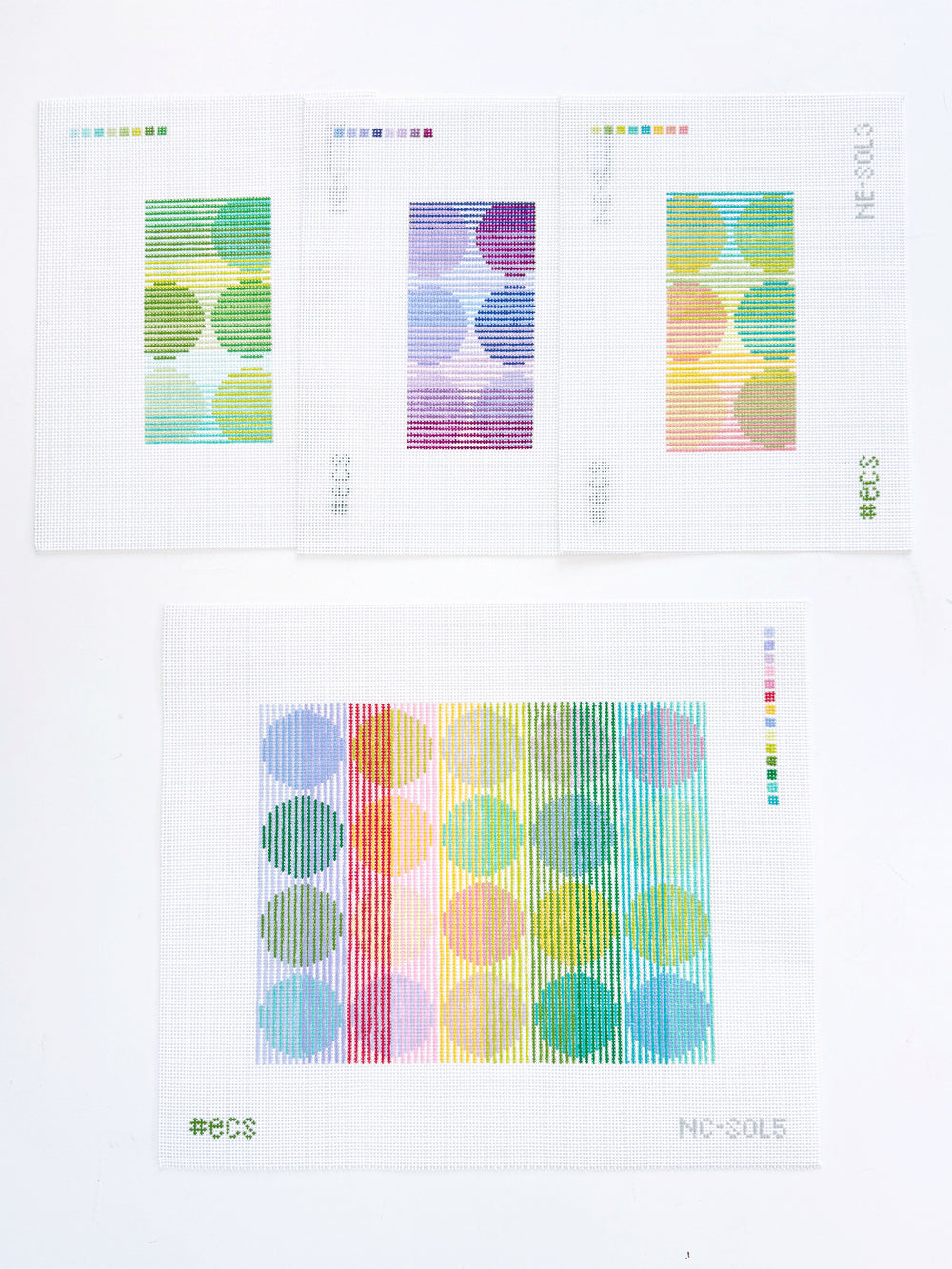 Set of colorful dot patterns on a white background
