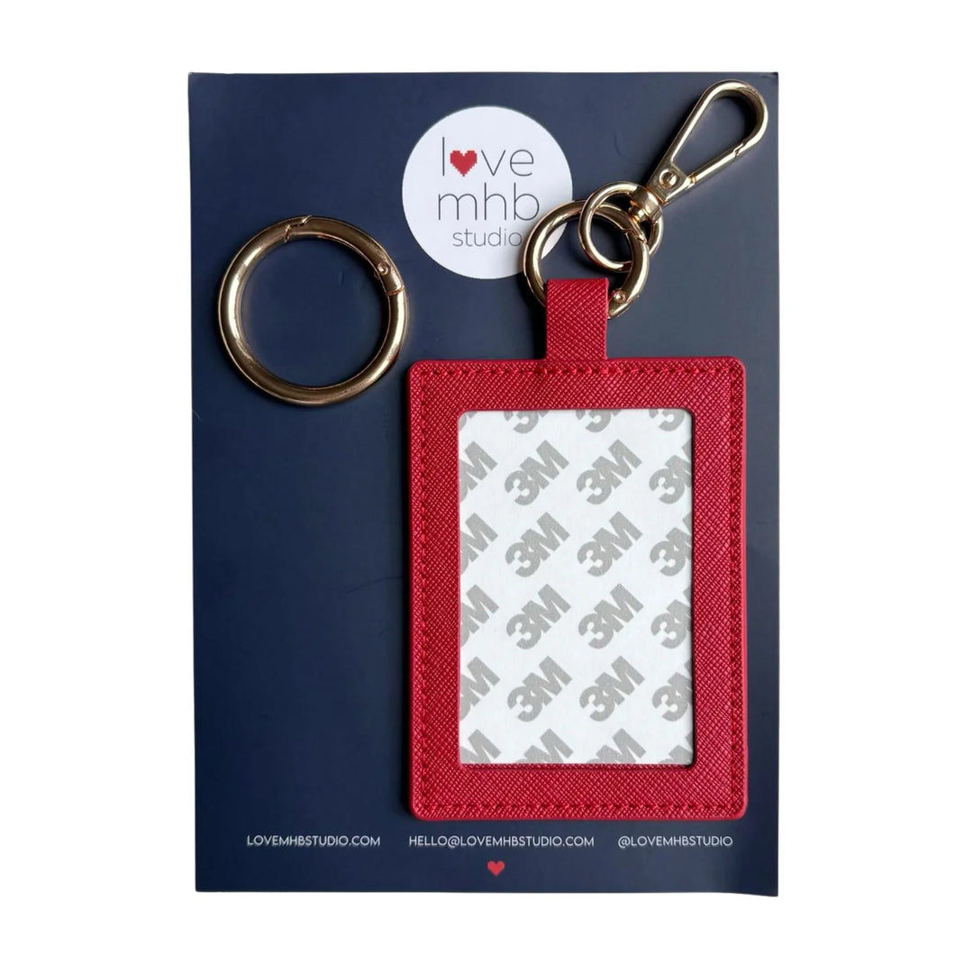 red rectangle self-finishing leather charm