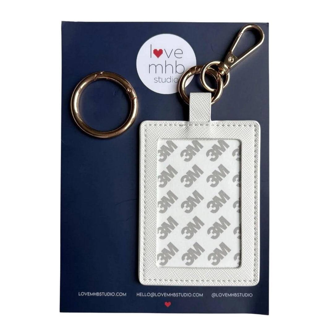 white rectangle self-finishing leather charm