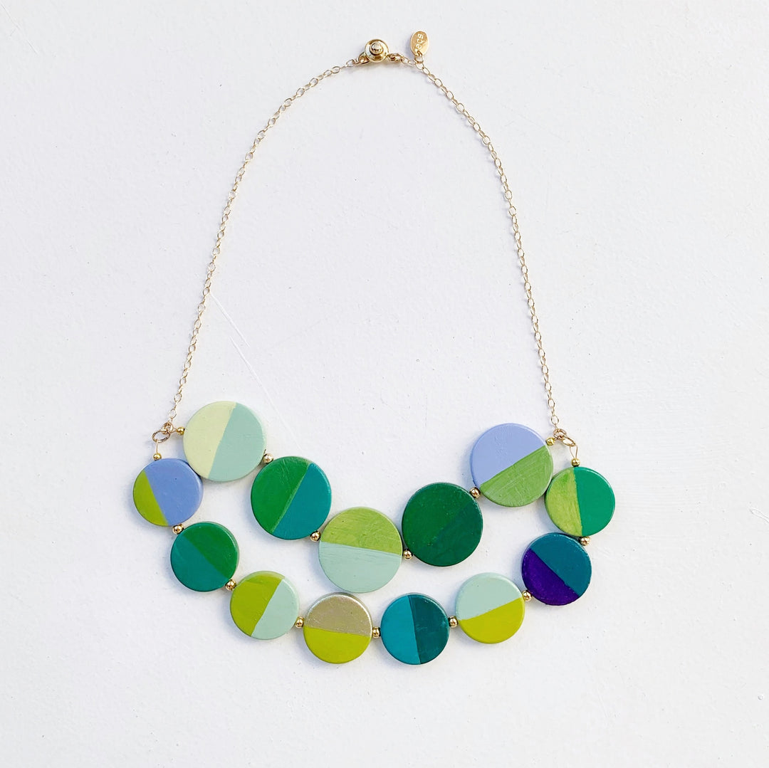 libby bib necklace with blue